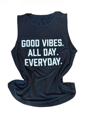 Spiritual Gangster Black Tank with White "Good Vibes" Print